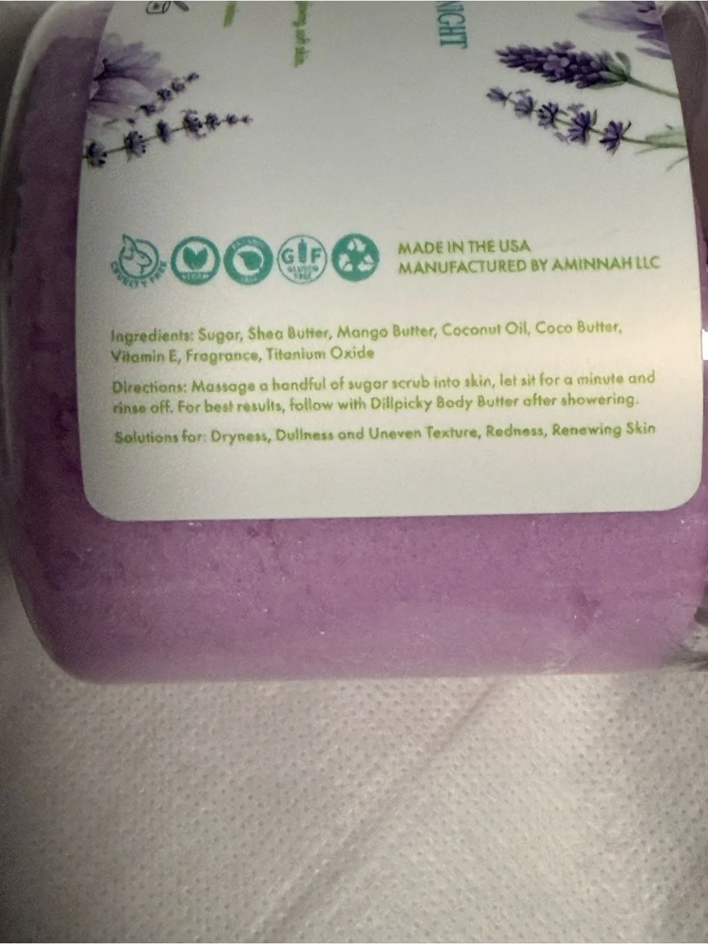 Aminnah/Dillpicky collab “Lavender Midnight” Sugar Scrub! NEW